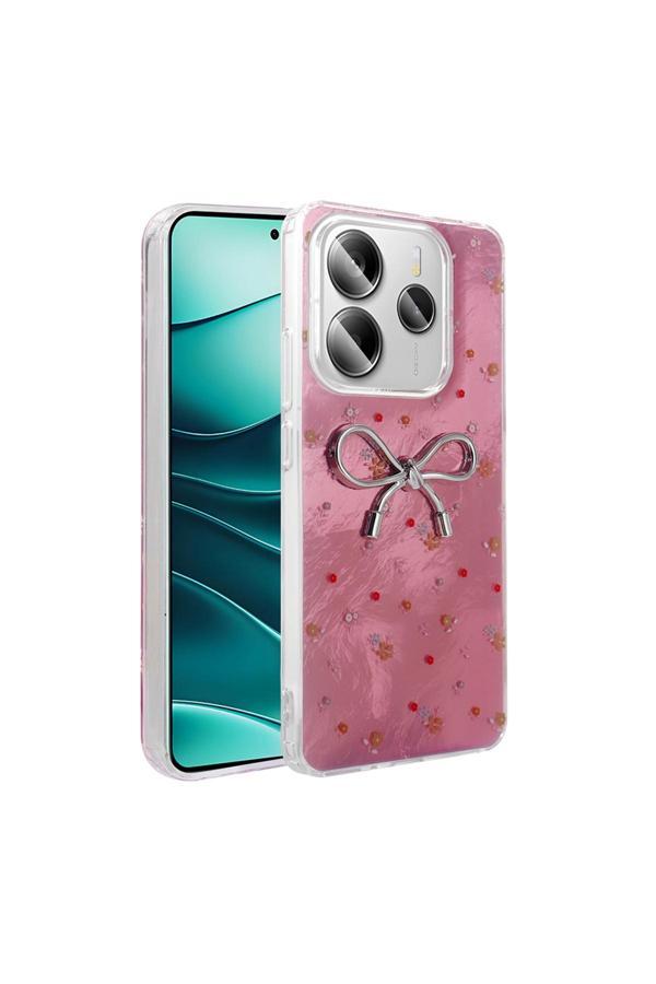 Kılıftech Redmi Note 14 5G Kılıf Kamera Korumalı Figürlü Zore Ponti Silikon Kapak - Açık Pembe - Image 1