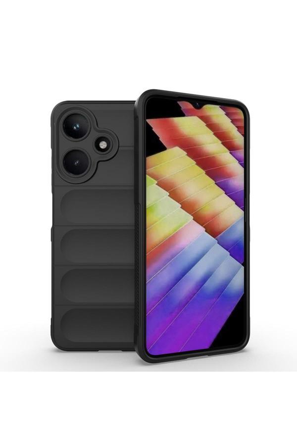 Kılıftech İnfinix Hot 30İ Kılıf Esnek Tpu Oyuklu Arka Yüzey Tasarımlı Kth Etnik Silikon Kapak - Siyah - Image 1