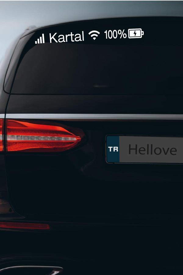 Tofaş Kartal Sticker Telefon Şarj Wifi Batarya Şebeke Cam Oto Sticker 40x4cm Beyaz Uyumlu - Image 1