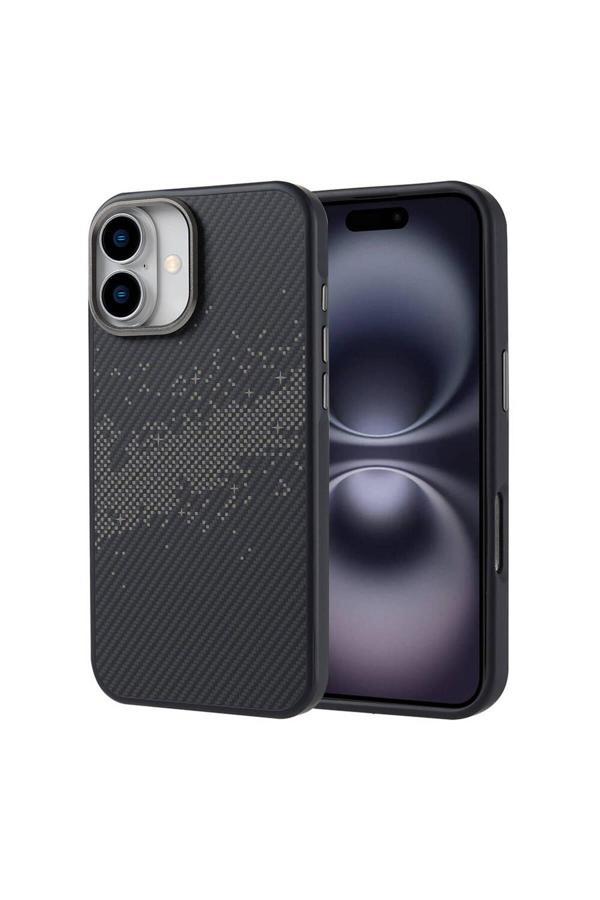 Kılıftech İphone 16 Plus Uyumlu Magsafe Şarj Özellikli Karbon Fiber Tasarımlı Zore Vave Kapak - Image 1