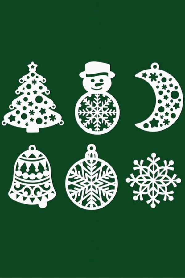 Beyaz Renk Yılbaşı Ağacı Süsü 6 lı Noel Süsü Christmas Ornament - Image 1