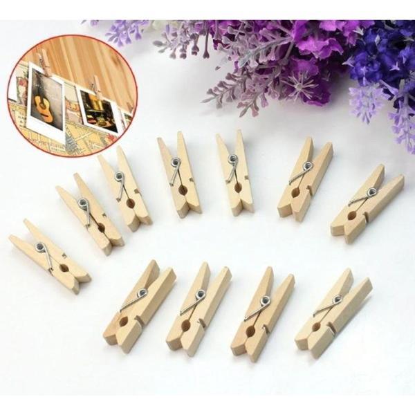 İp Hediyeli Mini Mandal 48 Adet Fotoğraf Mandalı Süsleme Mandalı - Image 1