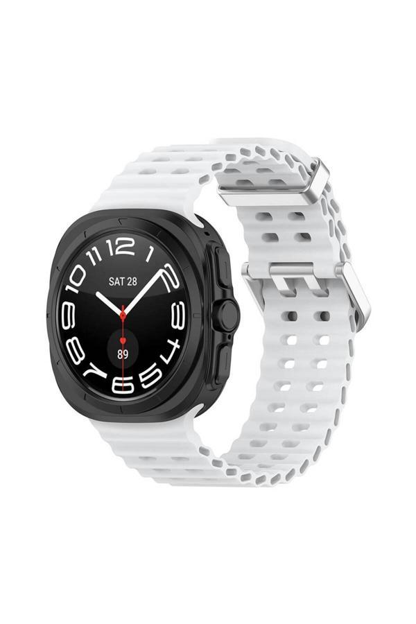 Göktuğ Aksesuar Galaxy Watch Ultra 47Mm Zore Krd-118 Tırtıklı Tasarım Silikon Kordon-Beyaz - Image 1