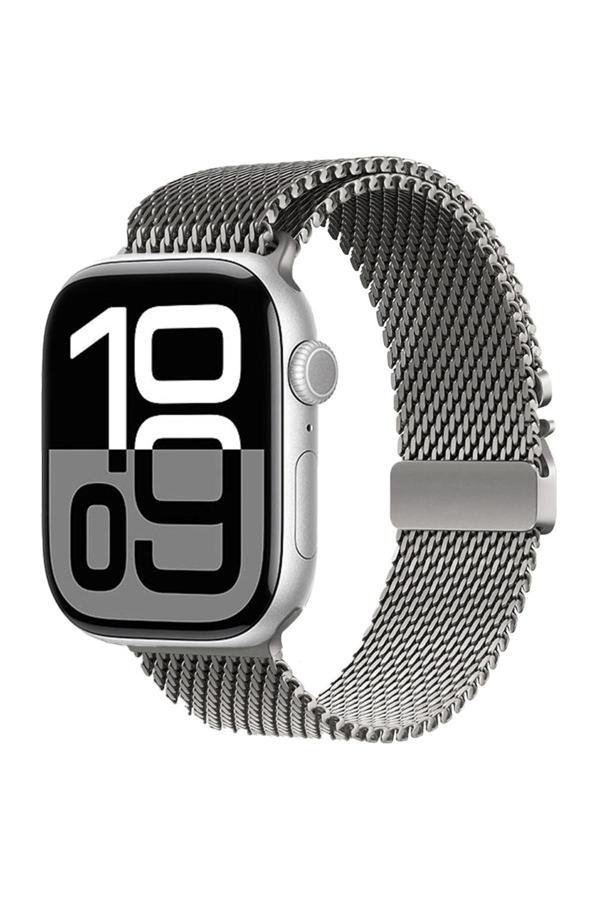 Zore Apple Watch 10 46Mm Krd-121 Metal Hasır Kordon-Gri - Image 1