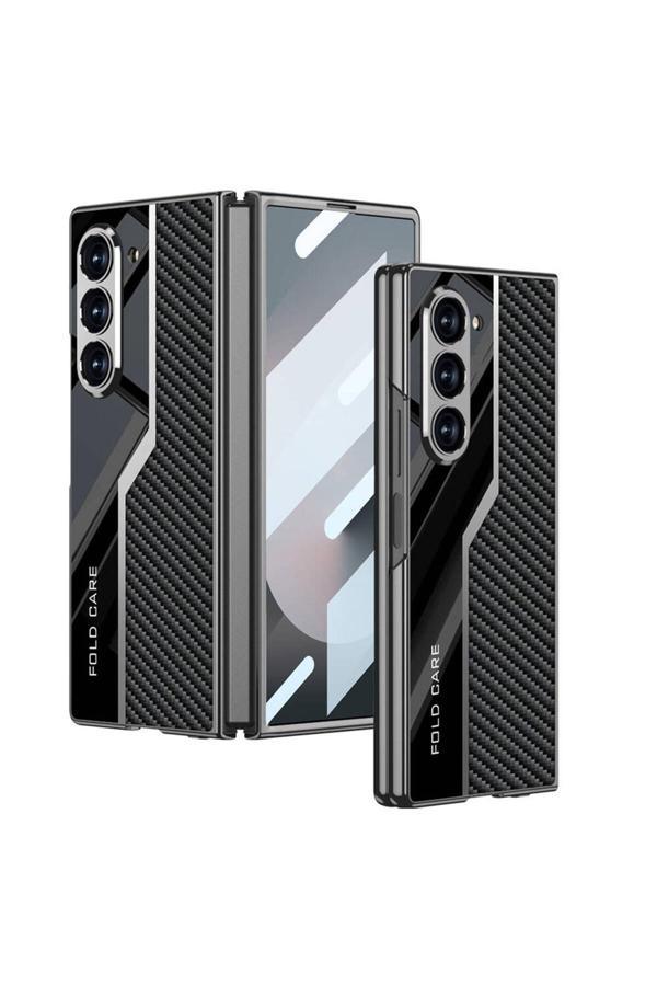 Kılıftech Galaxy Z Fold 6 Kılıf Ultra İnce Kamera Korumalı Pc + Karbon Fiber Tasarımlı Arka Yüzey Zore Kıpta P - Image 1