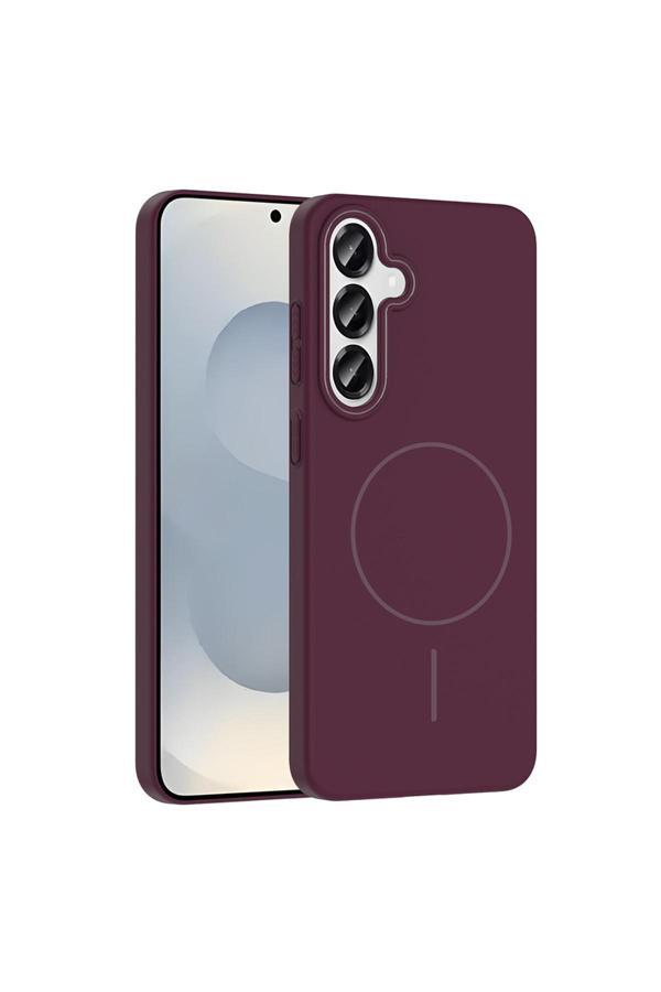 Wenixs Galaxy S24 Kılıf Magsafe Şarj Özellikli Wnx Ruby Silikon Kapak - Mürdüm - Image 1