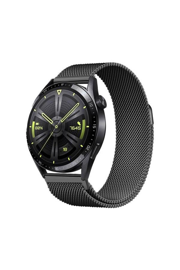 Kılıftech Galaxy Watch 42Mm Zore Band-12 20Mm Metal Hasır Kordon-Siyah - Image 1