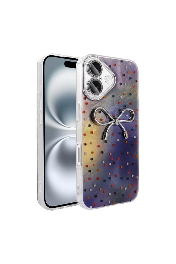 Kılıftech İphone 16 Kılıf Kamera Korumalı Figürlü Zore Ponti Silikon Kapak - Lila - Image 1
