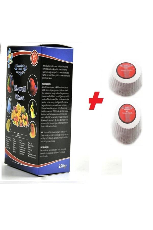 Beautıful Bırd Beautiful Food Muhabbet & Kanarya Maması Meyveli Mama 250Gr+Gaga Taşıx2 - Image 1
