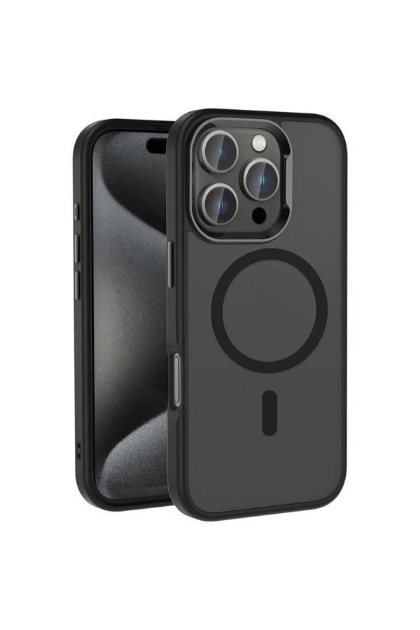 Kılıftech Apple İphone 16 Pro Kılıf Magsafe Şarj Özellikli Parlak Kamera Çerçeveli Zore Kost Kapak-Siyah - Image 1