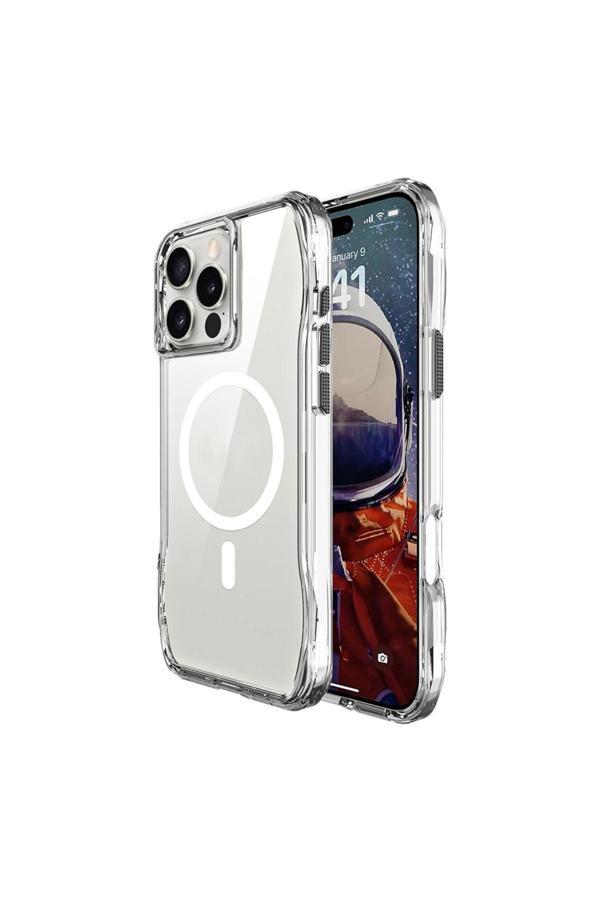 Zore İphone 16 Pro Uyumlu Kılıf Magsafe Şarj Özellikli Aihttgli Şeffaf İncek Kapak-Şeffaf - Image 1