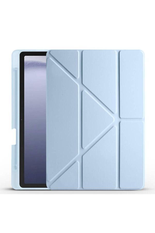 Cep312 Galaxy Tab A9 Kılıf Zore Tri Folding Kalem Bölmeli Standlı Kılıf-Mavi - Image 1
