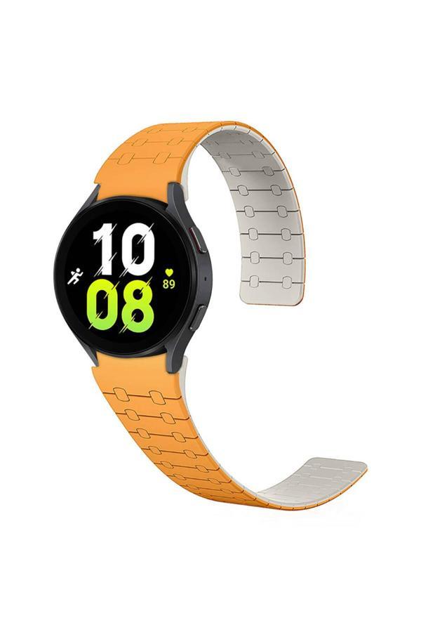 Kılıftech Galaxy Watch 5 44Mm Zore Krd-111 20Mm Çizgili Desenli Silikon Kordon-Turuncu - Image 1