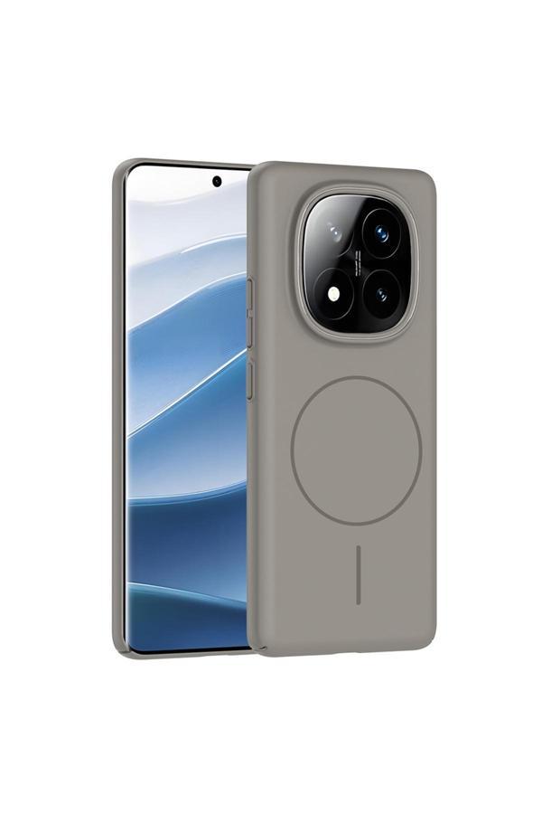Kılıftech Redmi Note 14 Pro Plus Kılıf Magsafe Şarj Özellikli Zore Ruby Silikon Kapak - Gri - Image 1