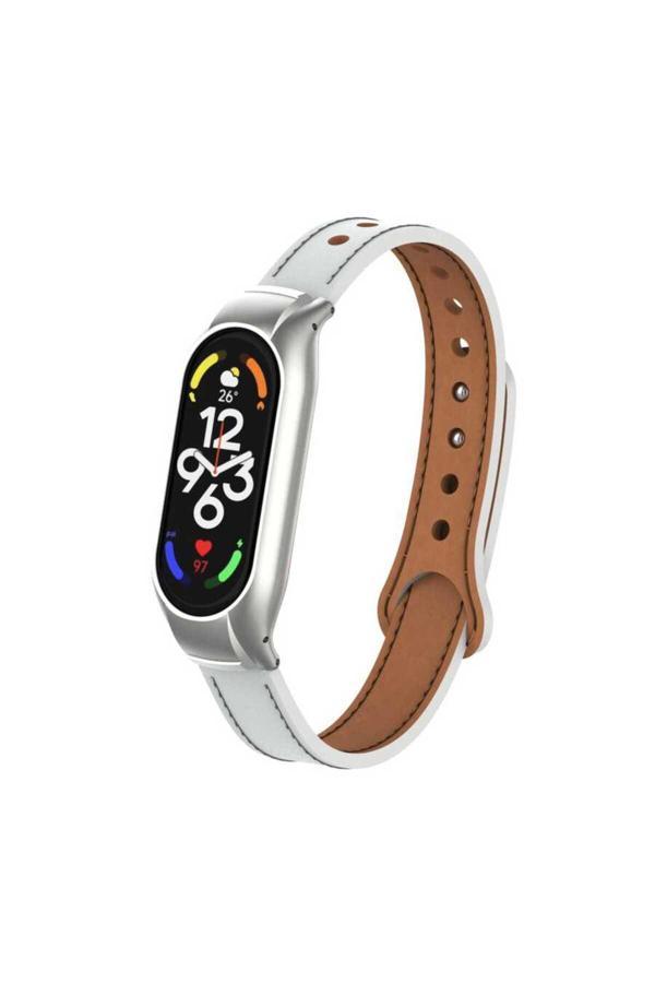 Kılıfda Kılıf Xiaomi Mi Band 7 Uyumlu Krd-68 Deri Zore Kordon Beyaz - Image 1