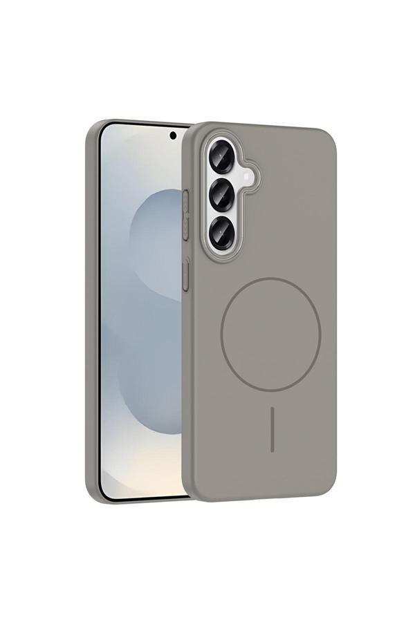 Kılıftech Galaxy S24 Kılıf Magsafe Şarj Özellikli Zore Ruby Silikon Kapak - Gri - Image 1