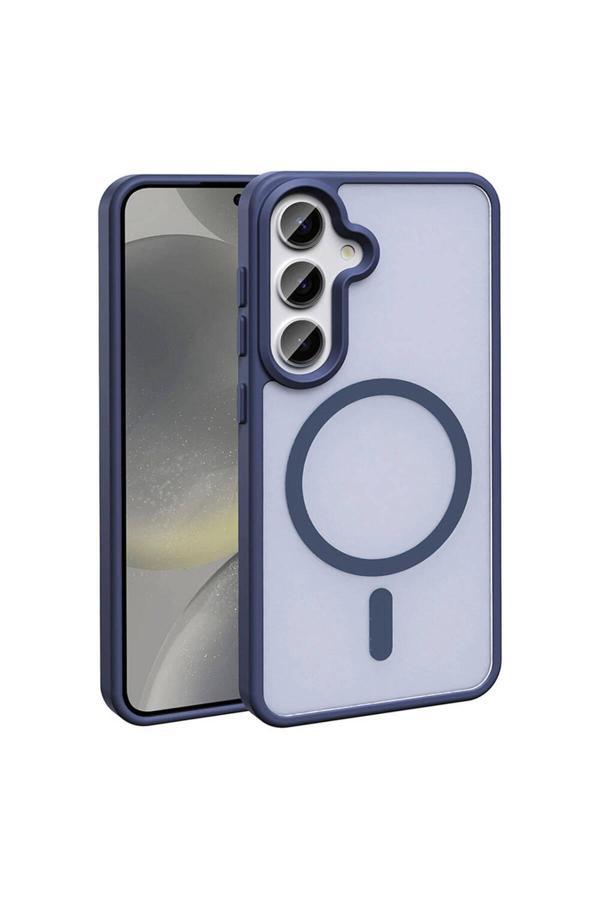 Kılıftech Galaxy S24 Kılıf Magsafe Şarj Özellikli Mat Arka Yüzey Zore Sio Kapak-Lacivert - Image 1