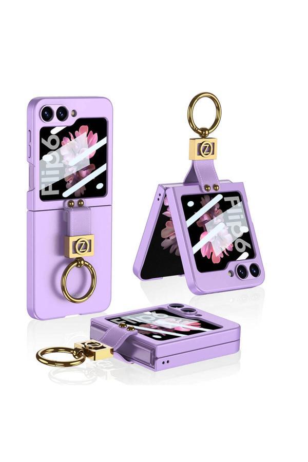 Szr Store Galaxy Z Flip 6 Kılıf Zore Z Harfli Yüzüklü Kıpta Kapak-Lila - Image 1