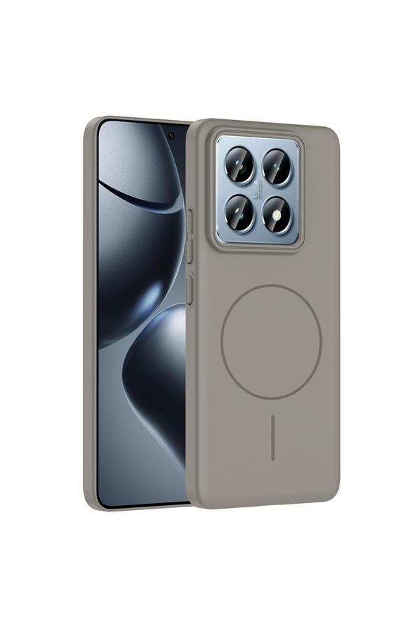 Kılıftech 14T Pro Kılıf Magsafe Şarj Özellikli Kth Ruby Sert Kapak - Gri - Image 1