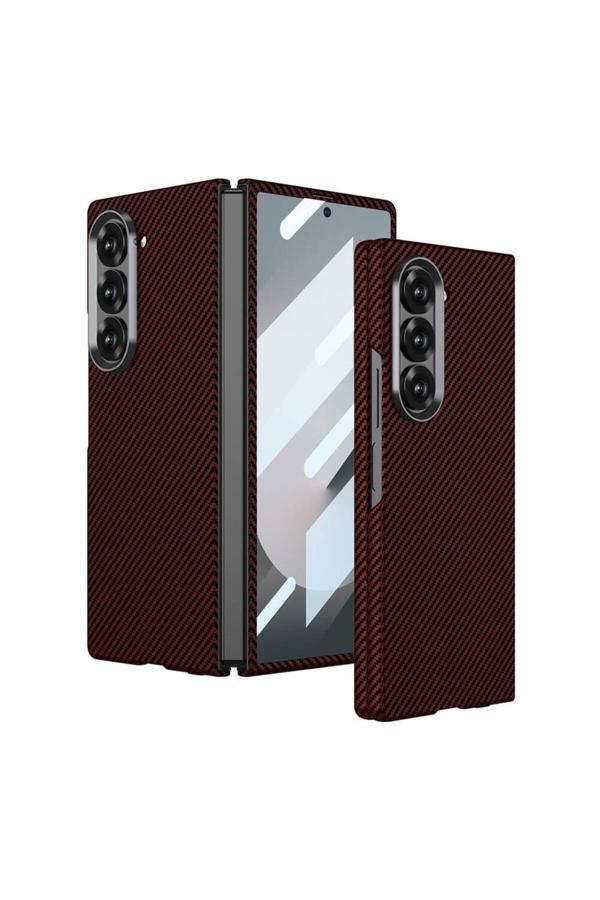 Yucca Tech Galaxy Z Fold 6 Uyumlu Kamera Korumalı Karbon Fiber Tasarımlı Arka Yüzey Zore Kıpta Karbon Kapak - Image 1