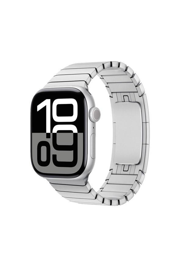 Kılıftech Watch 10 46Mm Uyumlu Krd-35 Metal Kordon-Gümüş - Image 1