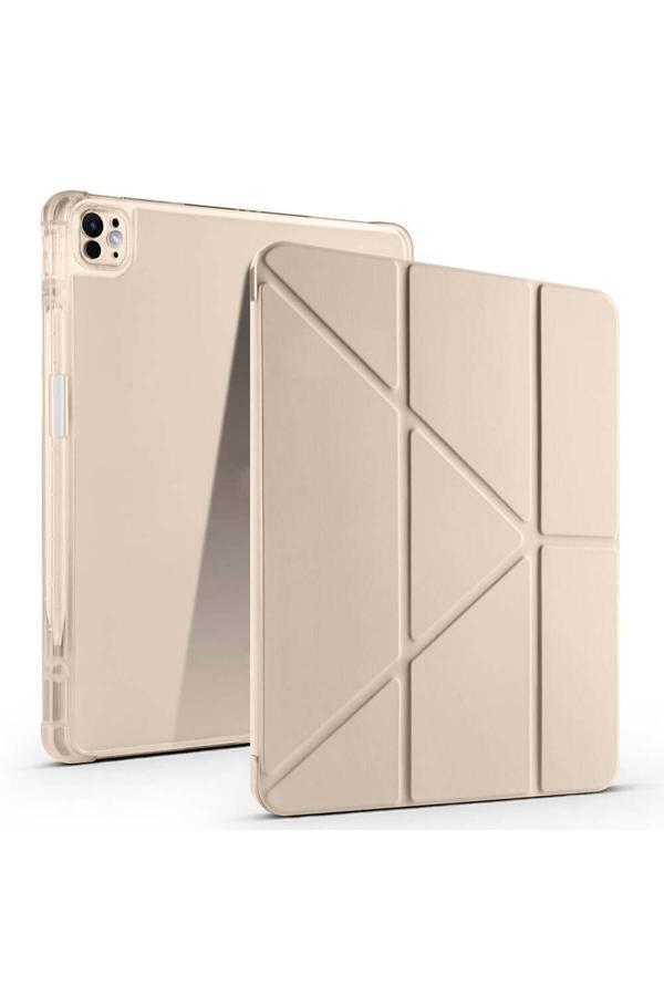 Kılıftech İpad Air 13 2025 M3 Kılıf Zore Tri Folding Kalem Bölmeli Standlı Kılıf - Gold - Image 1