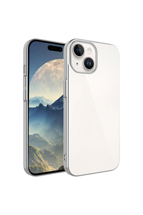 Kılıftech İphone 15 Uyumlu Sert Pc Renkli Çerçeveli Zore Riksos Kılıf-Koyu Gri - Image 1