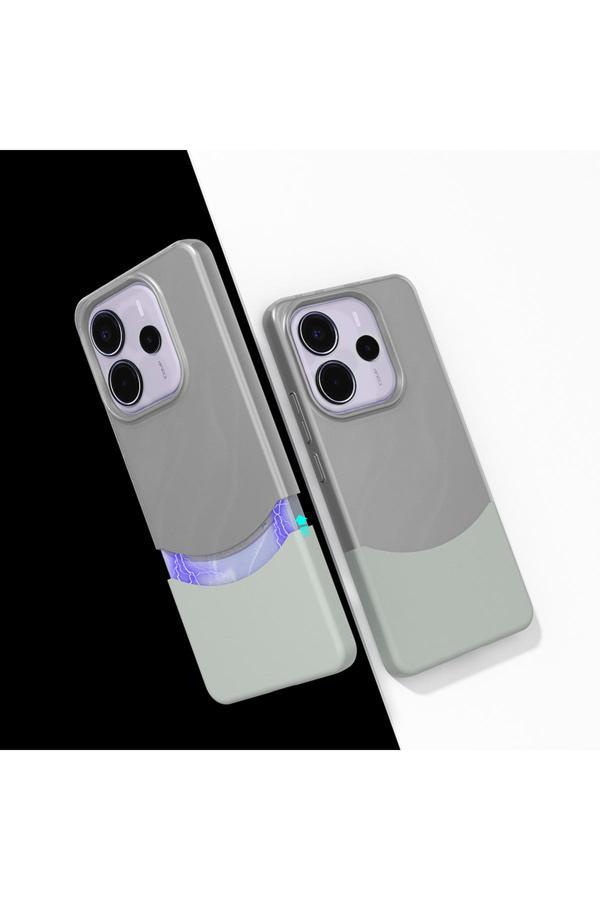 Kılıftech Redmi Note 14 5G Kılıf Mıknatıslı Kth Duble Kapak - Gri - Image 1