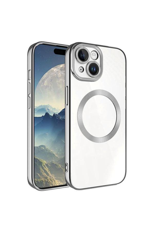 Kılıftech İphone 15 Plus Uyumlu Magsafe Wireless Şarj Özellikli Zore Setro Silikon-Koyu Gri - Image 1