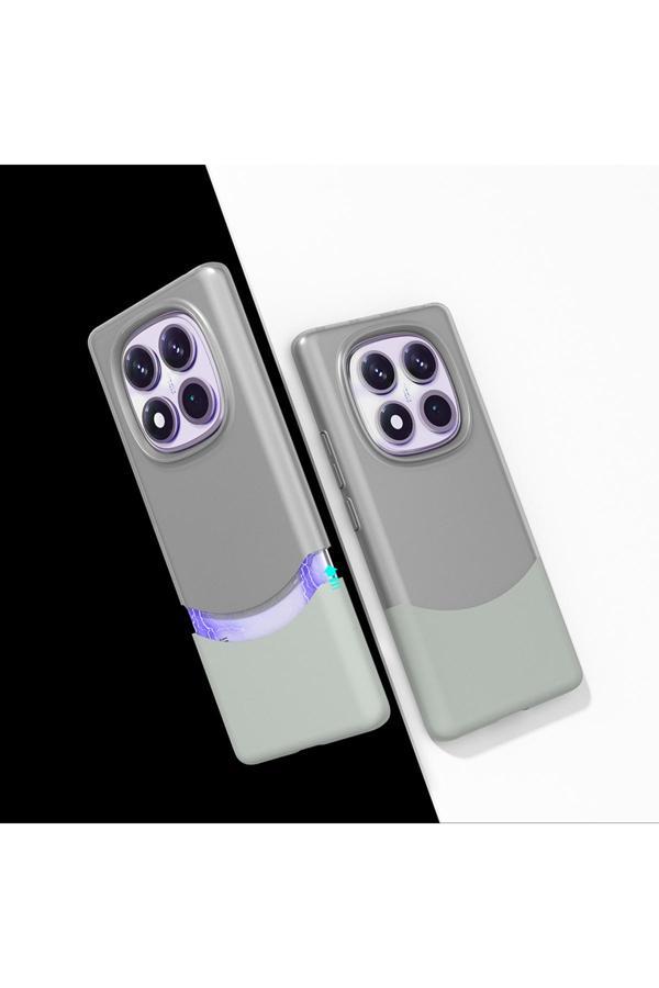 Kılıftech Redmi Note 14 Pro 5G Kılıf Mıknatıslı Kth Duble Kapak - Gri - Image 1