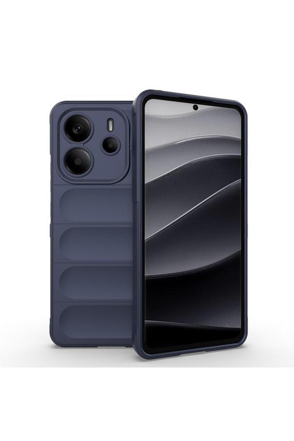 Kılıftech Redmi Note 14 4G Kılıf Esnek Tpu Oyuklu Arka Yüzey Tasarımlı Kth Etnik Silikon Kapak - Lacivert - Image 1