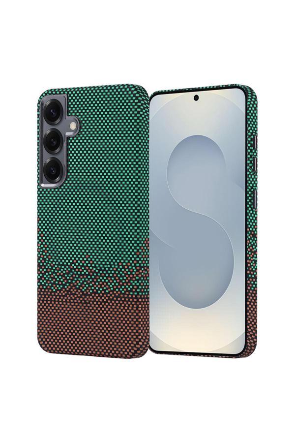 Kılıftech Galaxy S24 Kılıf Magsafe Şarj Özellikli Karbon Fiber Görünümlü Zore Nekst Kapak - Yeşil - Image 1