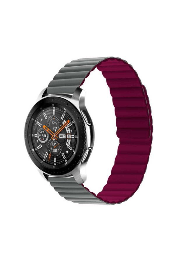 Kılıftech Xiaomi Amazfit Pace Uyumlu Krd-52 Zore Kordon-Gri-Kırmızı - Image 1