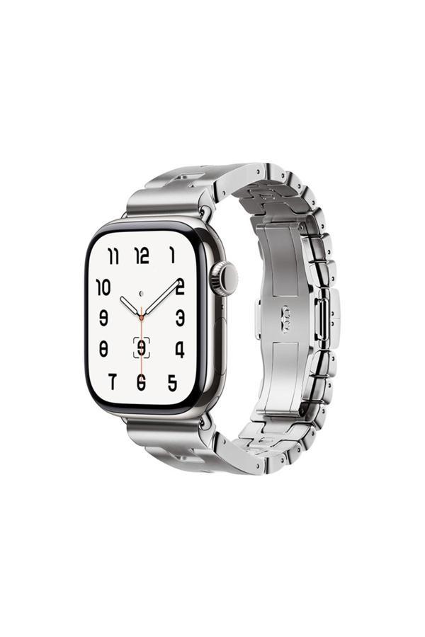 Zore Apple Watch 7 45Mm Krd-125 Metal Kordon Strap Kayış-Gümüş - Image 1