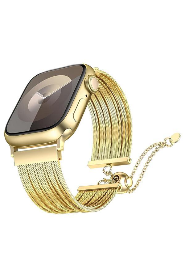 Kılıftech Watch 7 45Mm Kth Krd-137 Metal Hasır Kordon - Gold - Image 1