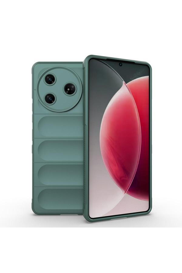 Kılıftech Tecno Spark 30 Pro Kılıf Esnek Tpu Oyuklu Arka Yüzey Tasarımlı Kth Etnik Silikon Kapak - Koyu Yeşil - Image 1