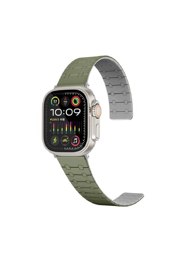 Haktan Kılıf Apple Watch 38Mm Zore Krd-111 Çizgili Desenli Silikon Kordon-Yeşil - Image 1