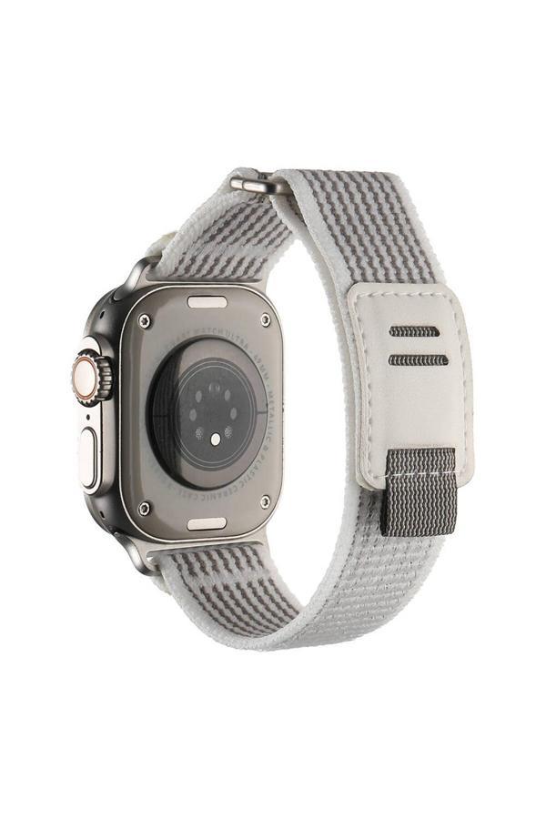 Zore Apple Watch Ultra 49Mm Hasır Kordon Zore Krd-106 Strap Kayış-Beyaz - Image 1