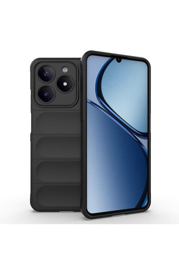Tuva Teknoloji Realme C61 Kılıf Esnek Tpu Oyuklu Arka Yüzey Tasarımlı Tuva Etnik Silikon Kapak - Siyah - Image 1