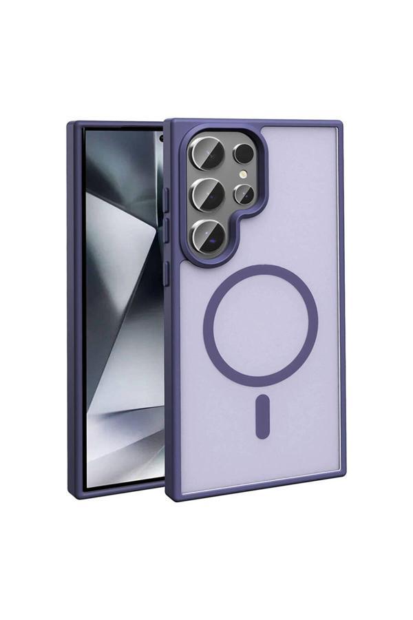 Zore Galaxy S24 Ultra Kılıf Magsafe Şarj Özellikli Mat Arka Yüzey Sio Kapak-Koyu Mor - Image 1