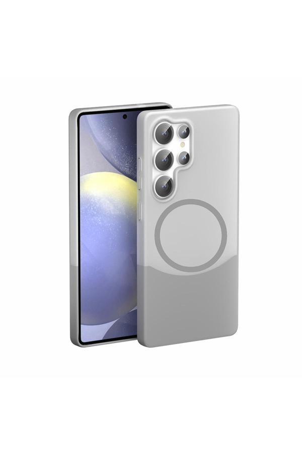 Tuva Teknoloji Galaxy S24 Ultra Kılıf M-Safe Şarj Özellikli Mıknatıslı Mkst Duble Kapak - Gri - Image 1