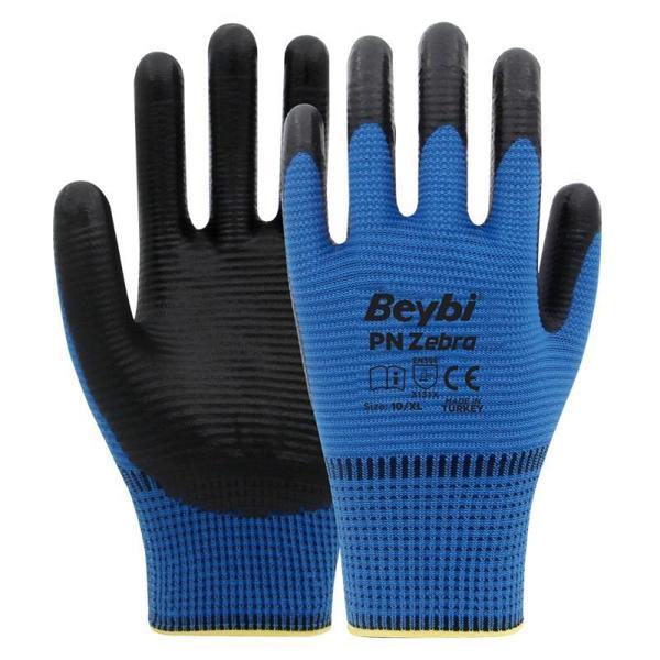 Beybi PN Zebra Polyester Örme Nitril Eldiven No:10 - Image 1