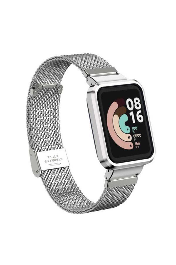 Kılıftech Xiaomi Redmi Watch (Mi Watch Lite) Uyumlu Krd-59 Metal Zore Kordon-Gümüş - Image 1