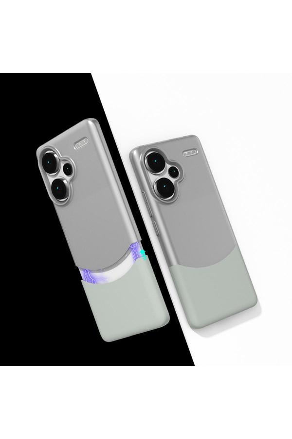 Zore Redmi Note 13 Pro Plus 5G Kılıf Mıknatıslı Sys Duble Kapak - Gri - Image 1