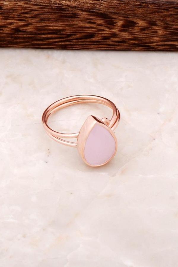 Pembe Quartz Taşlı Rose Gümüş Yüzük 2851 - Image 1