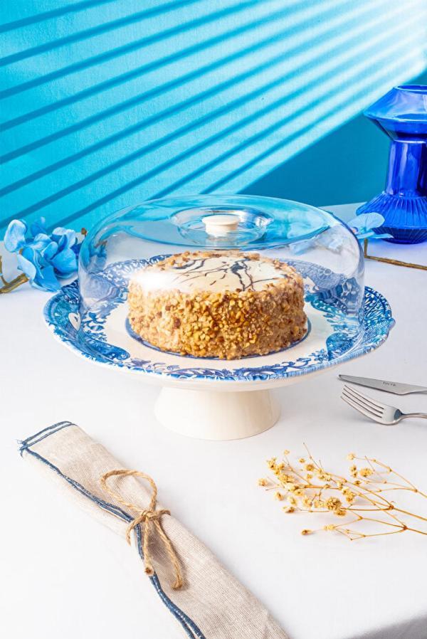 Fecra Vintage Blue Kek Sunum Tabağı - Image 1