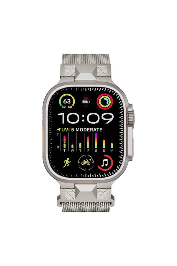 Gng Home Apple Watch Ultra 49Mm Zore Krd-107 Metal Hasır Kordon-Gri - Image 1