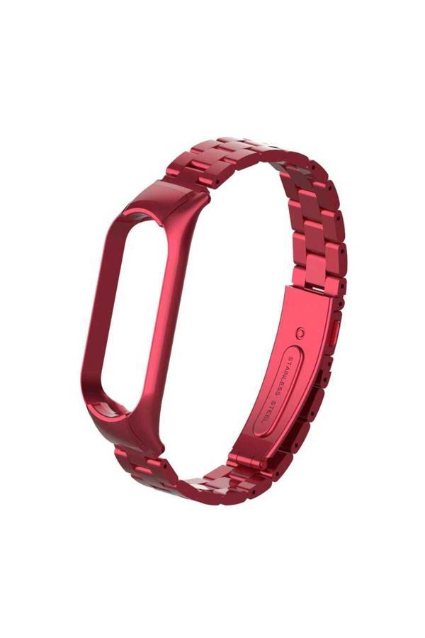 Kılıftech Xiaomi Mi Band 5 Uyumlu Krd-04 Metal Zore Kordon-Kırmızı - Image 1