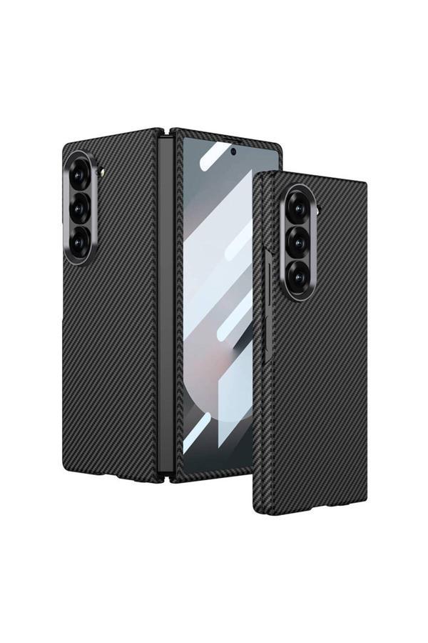 Zore Galaxy Z Fold 6 Uyumlu Kamera Korumalı Karbon Fiber Tasarımlı Arka Yüzey Zore Kıpta Karbon Kapak - Image 1