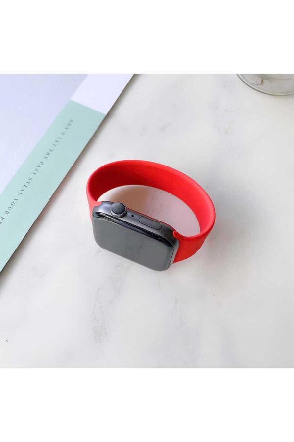 Kılıftech Watch 38Mm Uyumlu Krd-31 Solo Loop Medium Zore Kordon-Kırmızı - Image 1